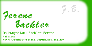 ferenc backler business card